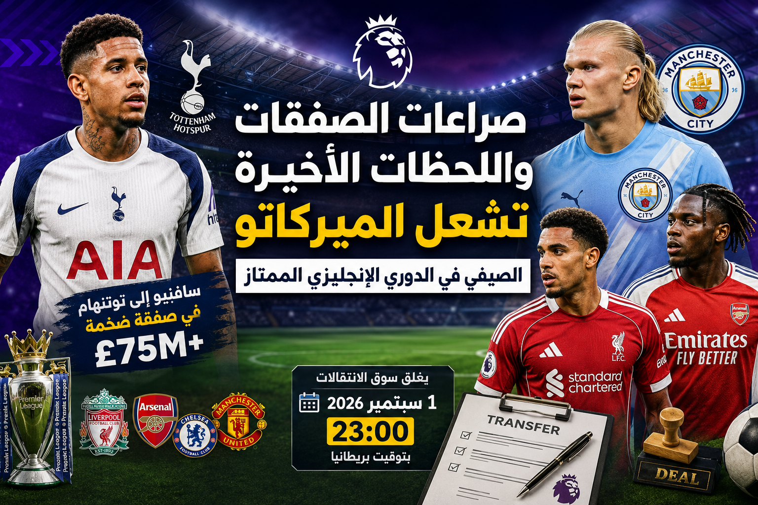 اللحظات الأخيرة تشعل الميركاتو الصيفي في الدوري الإنجليزي الممتاز